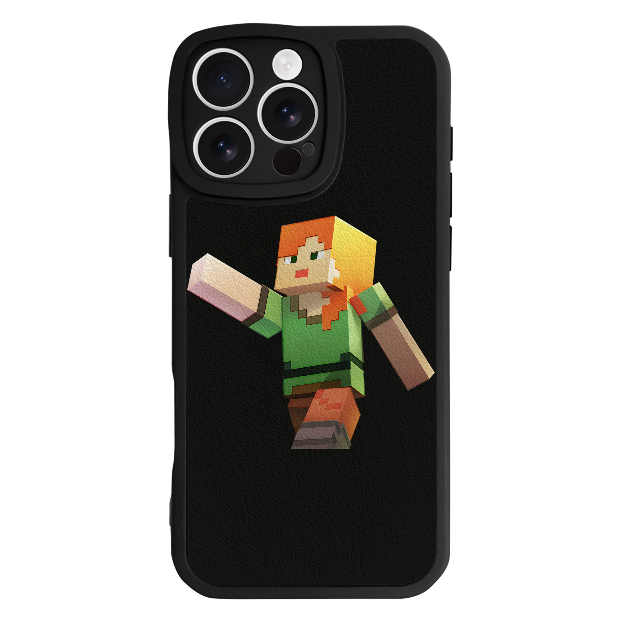 （画像用） マインクラフト ブロックの世界 Minecraft MC Block world 【iPhone 16シリーズ対応】シリコンスマホケース（レザー調） 材質：シリコン